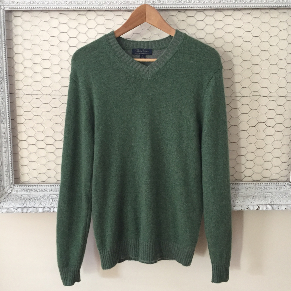 Glen Lyon Men's V-Neck Sweater 100% Cashmere S